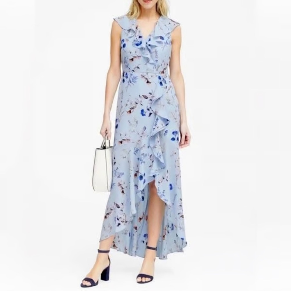 Banana Republic Blue Floral Sleeveless Maxi Dress